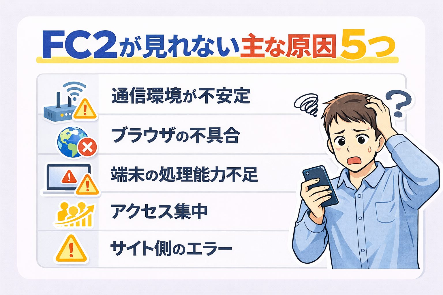 FC2が見れない主な原因5つ