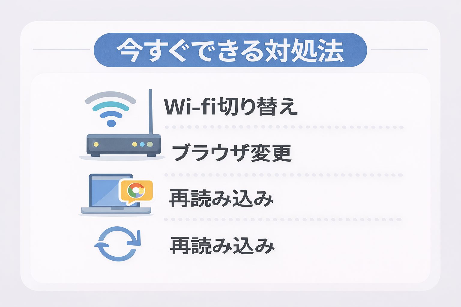 今すぐできる接続問題対策